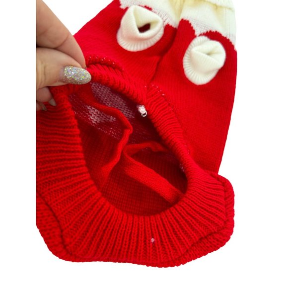 Dog Sweater Heart Graphic Red Ivory  S/M Acrylic Stretch Turtleneck - Picture 6 of 8